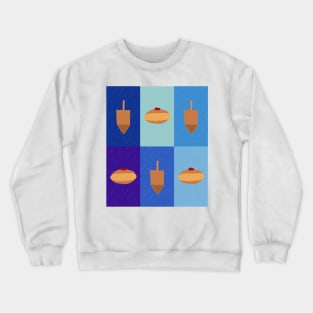 D&amp;D - Doughnuts and Dreidels Blue Grid Crewneck Sweatshirt